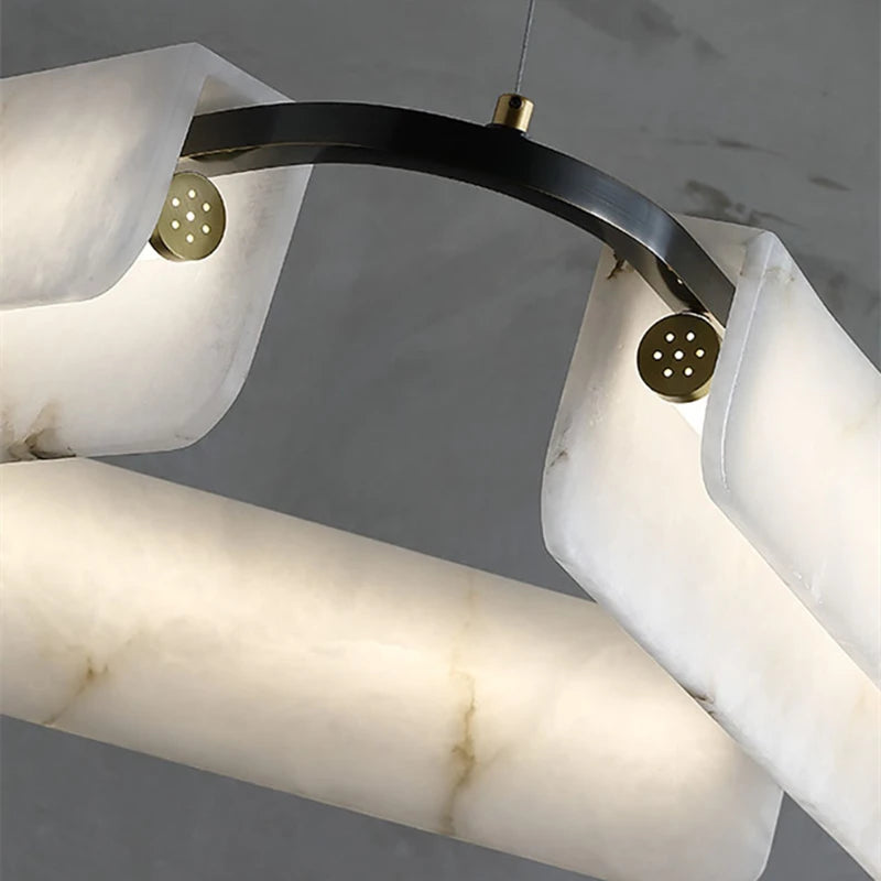 Sculptural alabaster light fixture for luxury interiors