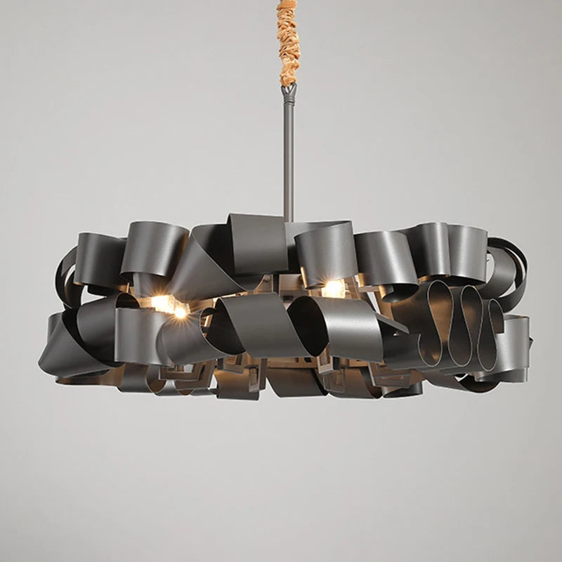 Round gold chandelier for living spaces