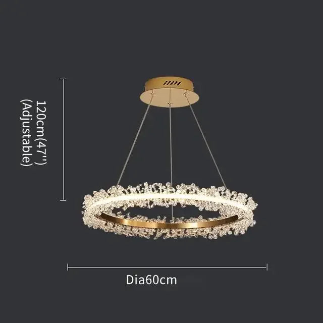 Adjustable height luxury LED ring chandelier