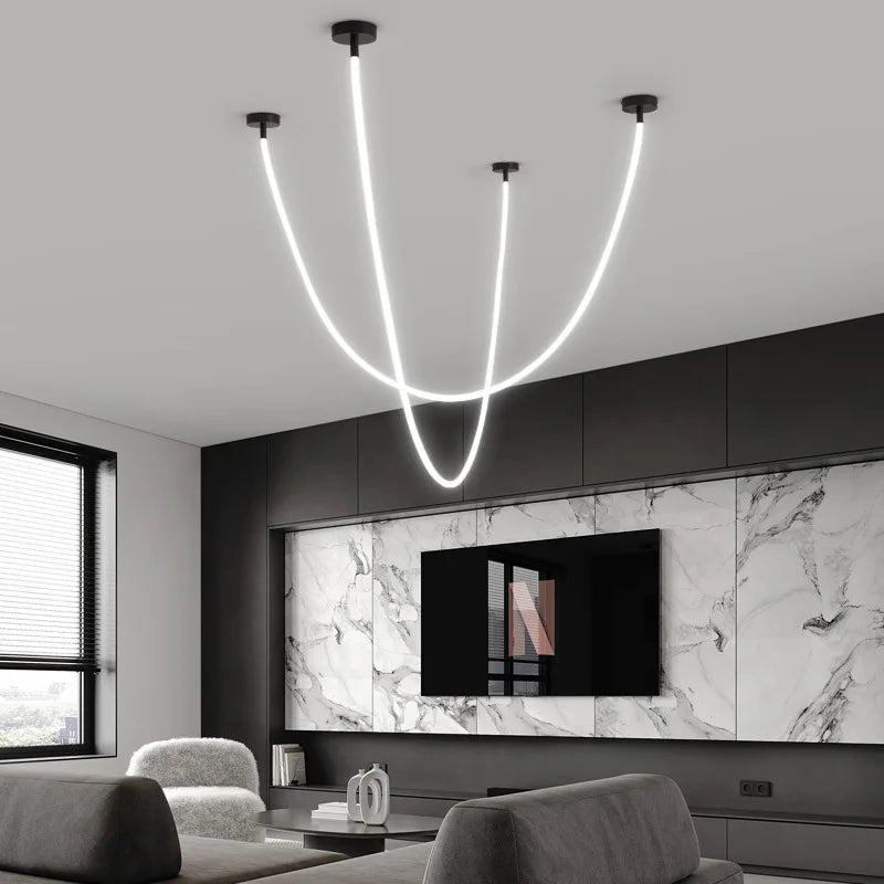 Sculptural loop-style LED hanging lamp