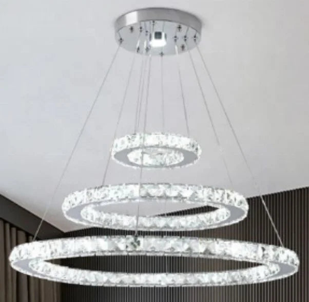 Multi-ring LED pendant light for living and dining rooms