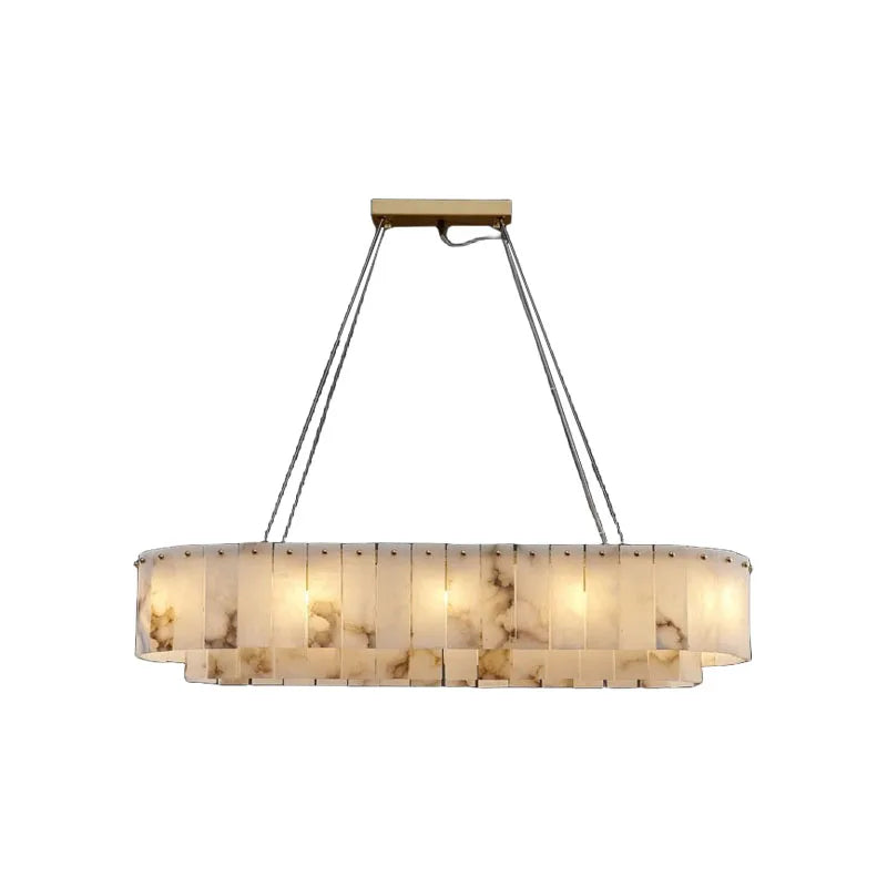 Luxury alabaster oval chandelier gold frame