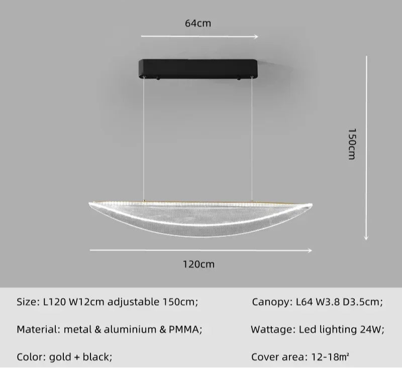 Curved wave restaurant LED pendant