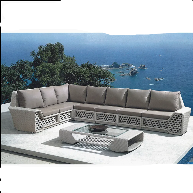 Leisure sofa set with woven PE rattan, perfect for outdoor use, including a complete rattan sofa set for restaurants and other spaces