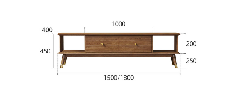 Nordic Solid Wood TV Stand with Coffee Table Set – Walnut Ash Media Unit for Modern Living Rooms