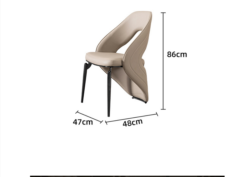 Luxury Curved Back Dining Chair – Modern Leather Upholstered Design for Home & Hotel
