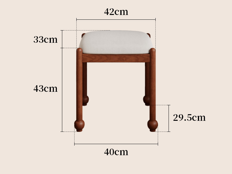 Retro Narrow Solid Wood Dresser Table with Mirror & Stool – Compact Vanity for Small Bedrooms