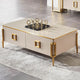 Modern Glam Coffee Table – Beige & Gold Centerpiece with Storage Drawers
