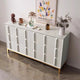 Modern White Sideboard with 3D Geometric Drawer Design & Gold Base – Stylish Storage Cabinet/Side Cabinet/Side Board