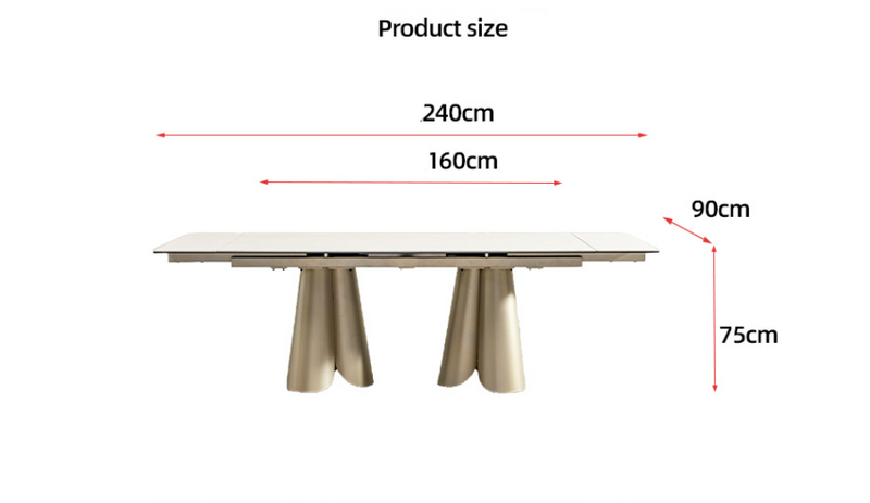 Measurement chart of a table with dimensions on a white background