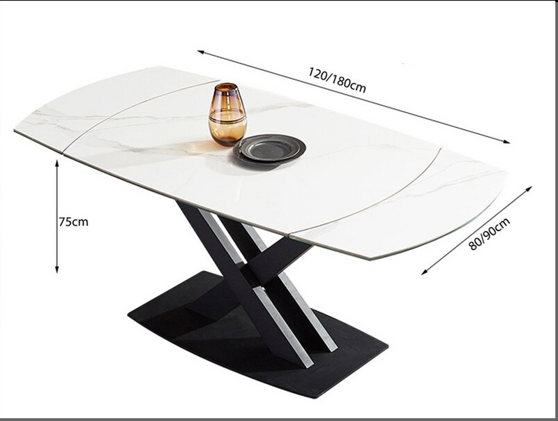 Rotating Extendable Rock Plate Dining Table – Italian Minimalist 4 to 8 Seater for Small Spaces