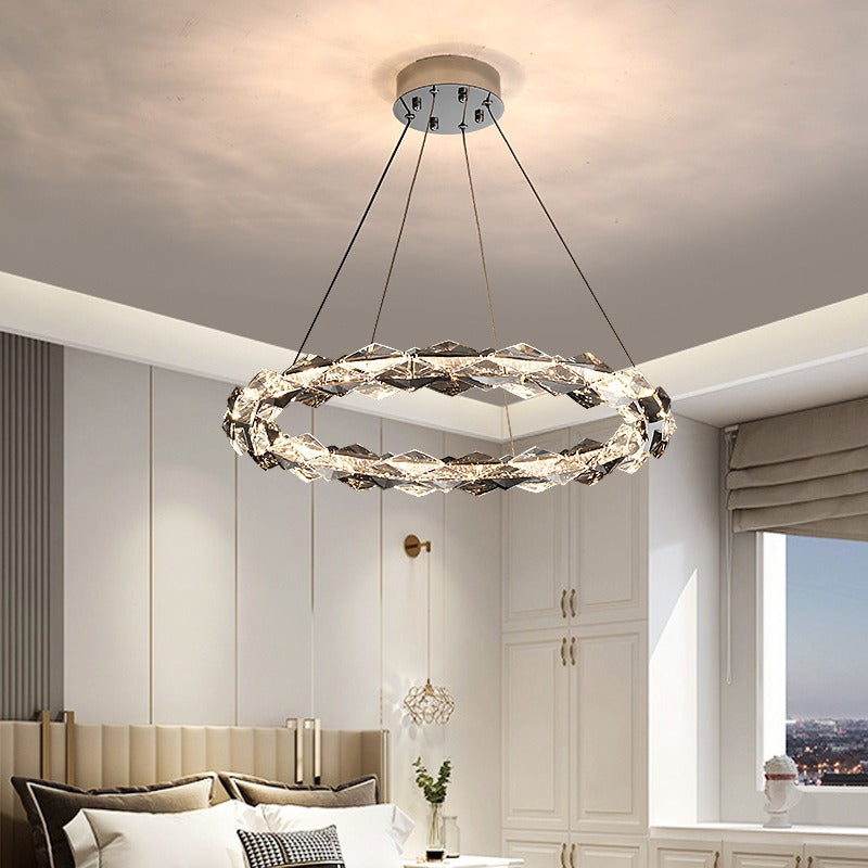 Crystal Halo Ring Chandelier – Modern LED Pendant