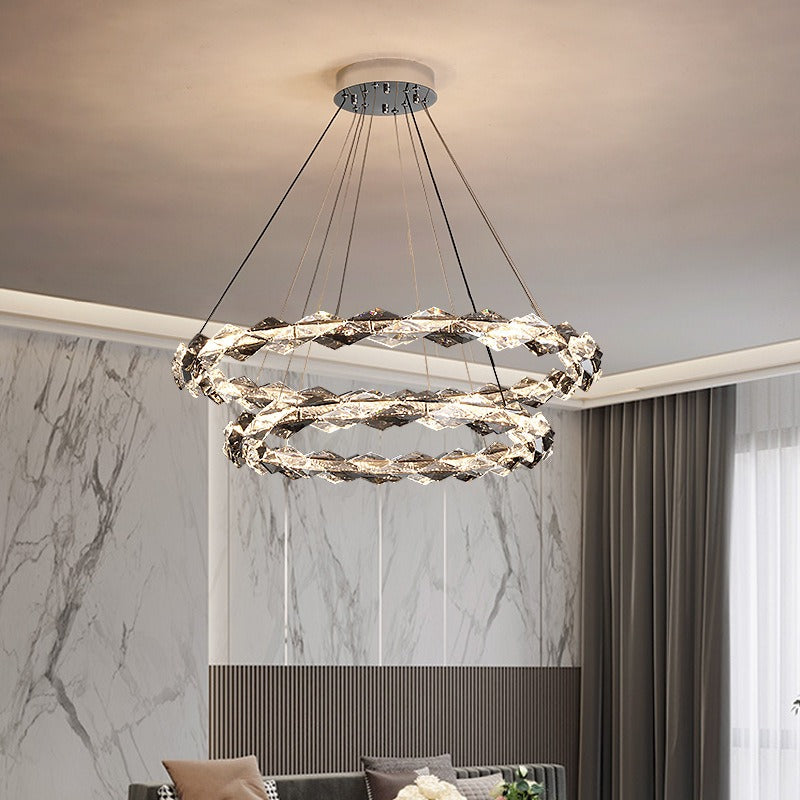 Crystal Halo Ring Chandelier – Modern LED Pendant