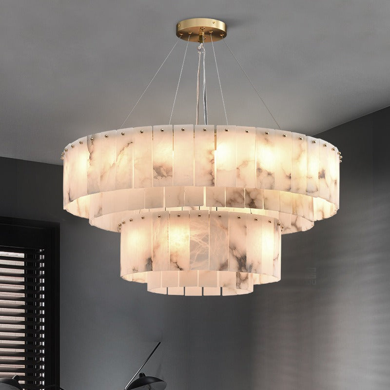 Luxury Alabaster Oval Chandelier – Modern Designer Pendant Light