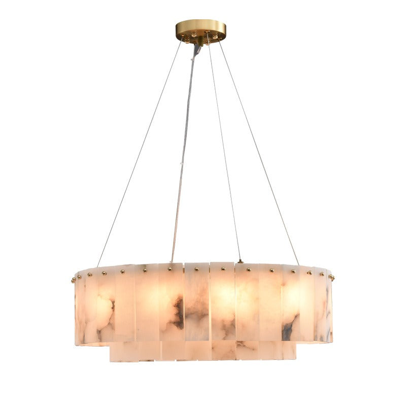 Luxury Alabaster Oval Chandelier – Modern Designer Pendant Light