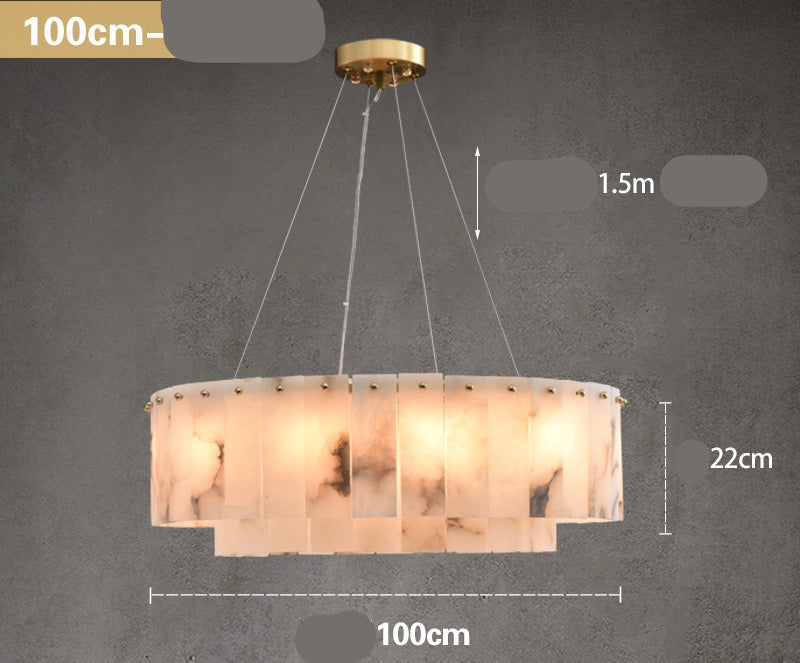 Luxury Alabaster Oval Chandelier – Modern Designer Pendant Light