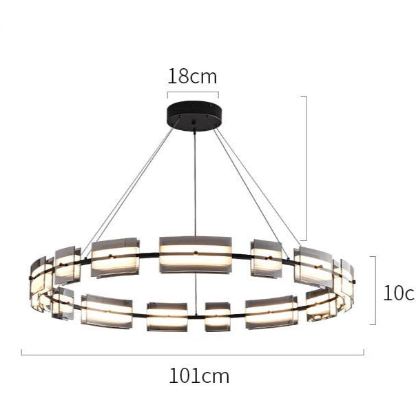 Ribbed Glass LED Chandelier – Round & Linear Options
