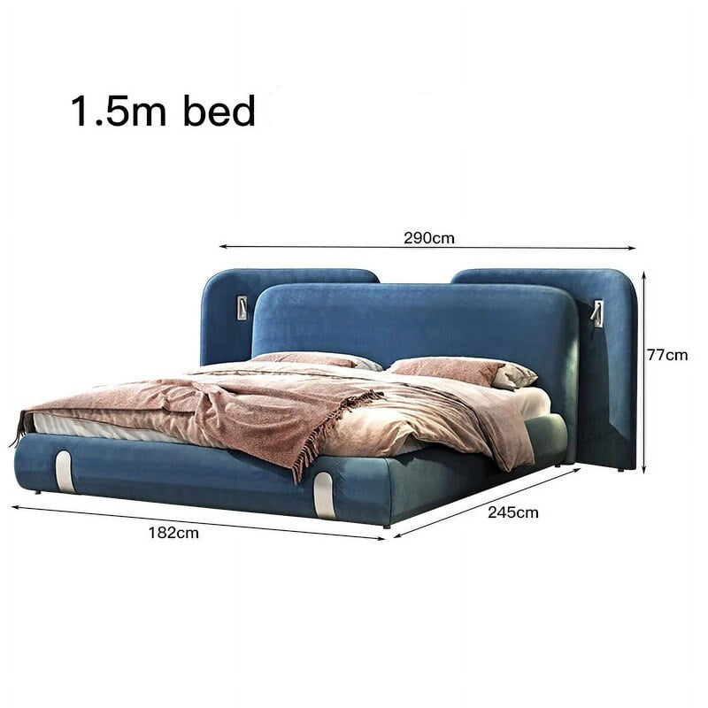 Modern Suede Upholstered Floor Bed with Wood Frame – King & Queen Size Bedroom Furniture