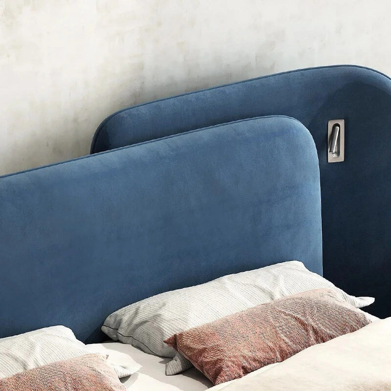 Modern Suede Upholstered Floor Bed with Wood Frame – King & Queen Size Bedroom Furniture