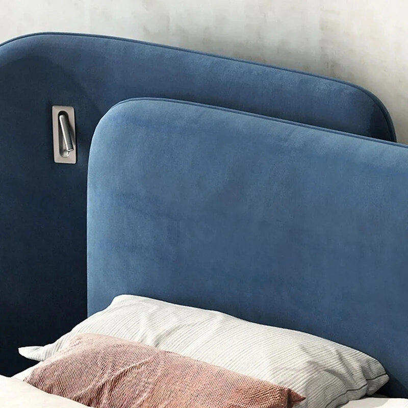 Modern Suede Upholstered Floor Bed with Wood Frame – King & Queen Size Bedroom Furniture