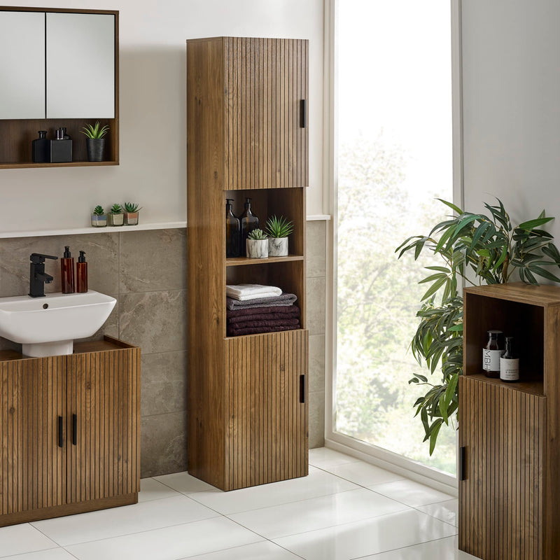 Hampshire 40cm Tall Bathroom Storage Cabinet - Textured Melamine