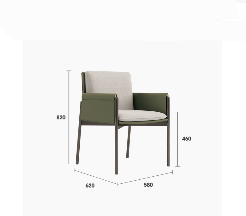 Italian Saddle Leather Dining Chair with Armrests – Modern Reception & Hotel Style