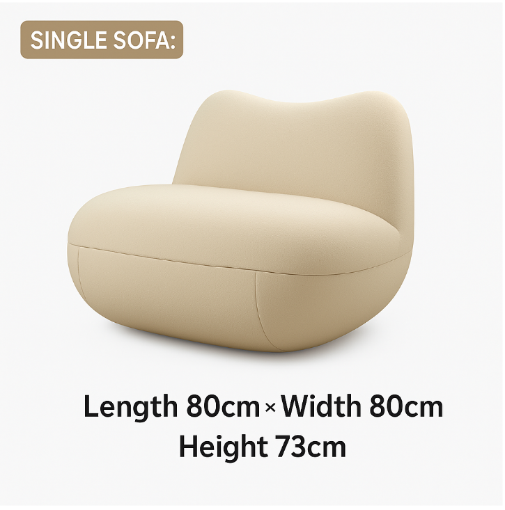 Modern Cream Curved Cloud Sofa – Sculpted Fabric Leisure Seating