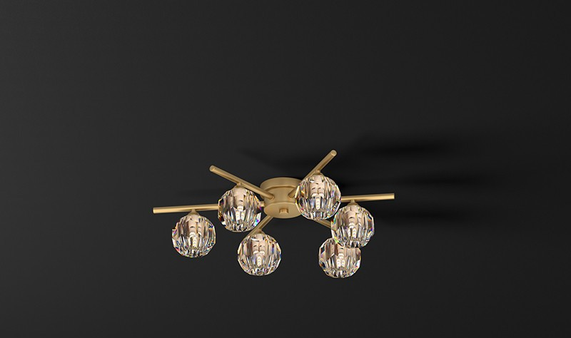 Gold Crystal Burst Chandelier – Modern LED Flush Mount for Bedroom & Living Spaces