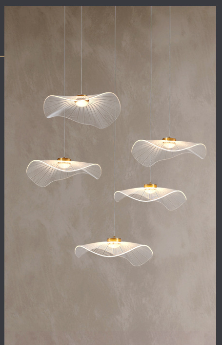 Leaf-Inspired Multi-Drop Chandelier – Modern Pendant Light for Staircase & Living Room