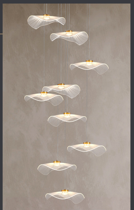 Leaf-Inspired Multi-Drop Chandelier – Modern Pendant Light for Staircase & Living Room