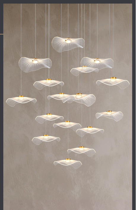 Leaf-Inspired Multi-Drop Chandelier – Modern Pendant Light for Staircase & Living Room