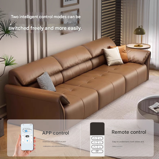 Full Cowhide Electric Recliner Sofa Bed – Multi-Seat Power Couch for Living Room Comfort