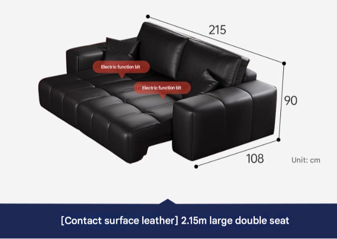 Pixel-Style Electric Leather Sofa Bed – Italian Minimalist Recliner for Modern Living Rooms