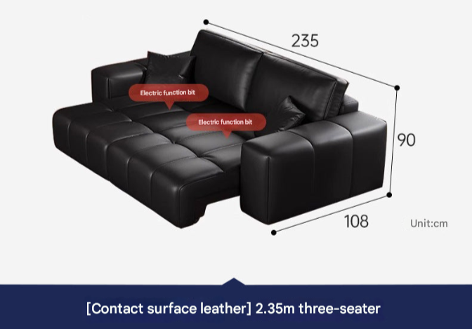 Pixel-Style Electric Leather Sofa Bed – Italian Minimalist Recliner for Modern Living Rooms