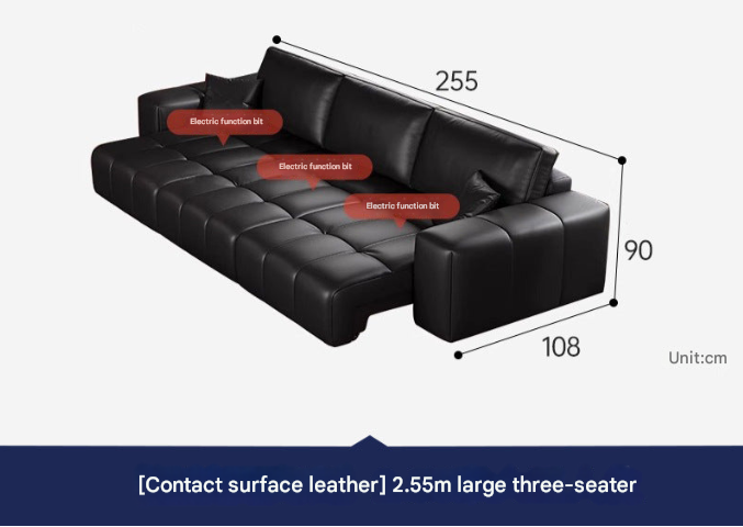 Pixel-Style Electric Leather Sofa Bed – Italian Minimalist Recliner for Modern Living Rooms