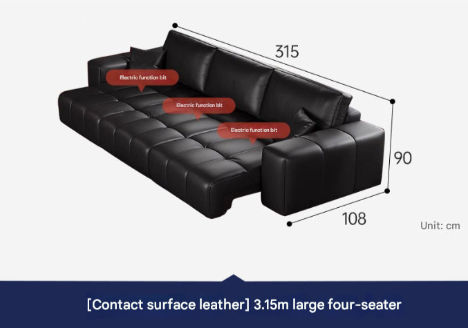 Pixel-Style Electric Leather Sofa Bed – Italian Minimalist Recliner for Modern Living Rooms