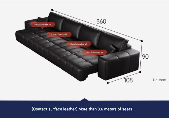 Pixel-Style Electric Leather Sofa Bed – Italian Minimalist Recliner for Modern Living Rooms