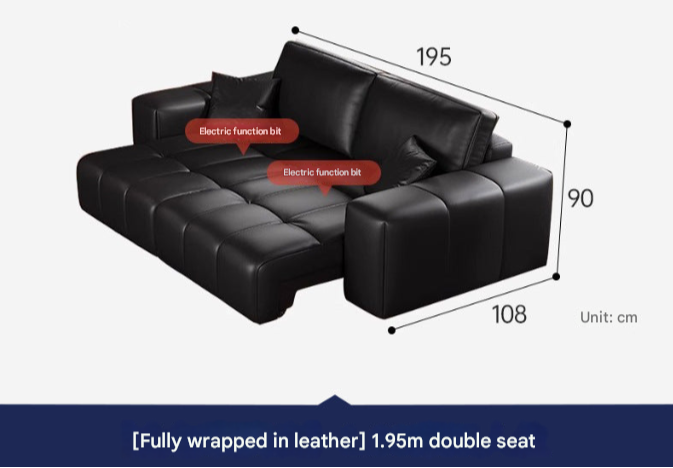Pixel-Style Electric Leather Sofa Bed – Italian Minimalist Recliner for Modern Living Rooms