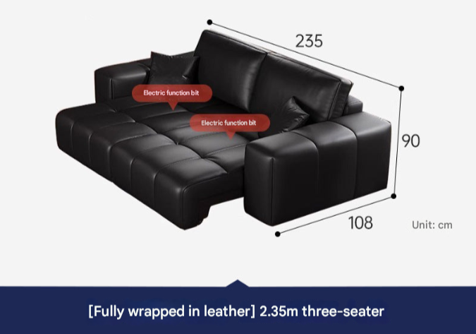 Pixel-Style Electric Leather Sofa Bed – Italian Minimalist Recliner for Modern Living Rooms