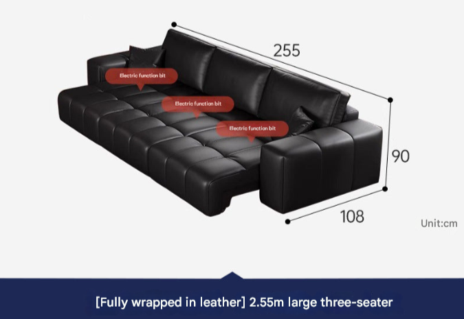 Pixel-Style Electric Leather Sofa Bed – Italian Minimalist Recliner for Modern Living Rooms