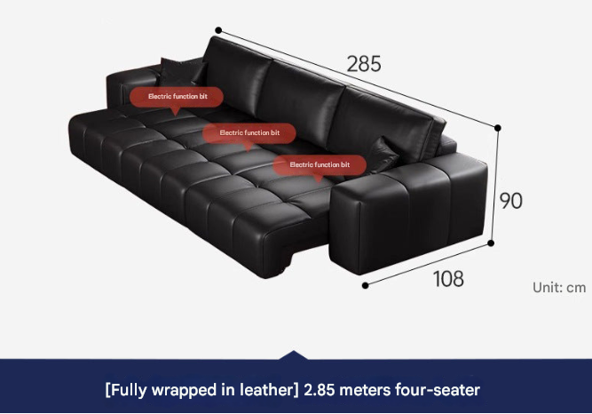 Pixel-Style Electric Leather Sofa Bed – Italian Minimalist Recliner for Modern Living Rooms