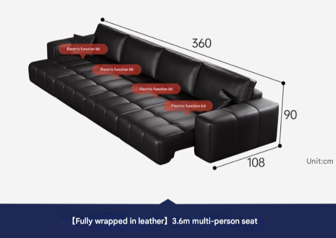 Pixel-Style Electric Leather Sofa Bed – Italian Minimalist Recliner for Modern Living Rooms