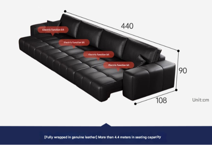 Pixel-Style Electric Leather Sofa Bed – Italian Minimalist Recliner for Modern Living Rooms