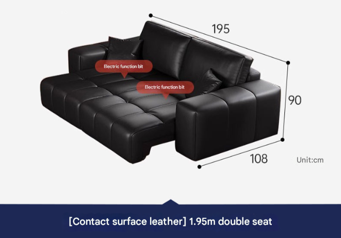 Pixel-Style Electric Leather Sofa Bed – Italian Minimalist Recliner for Modern Living Rooms