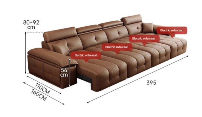 Lawrence Electric Recliner Sofa Bed – Modern Full-Leather Couch with Storage for Small Apartments