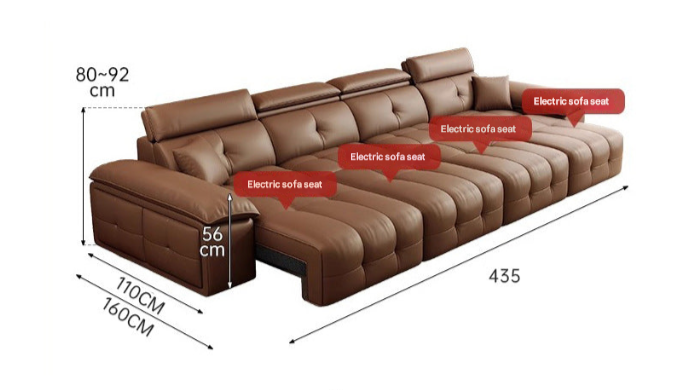 Lawrence Electric Recliner Sofa Bed – Modern Full-Leather Couch with Storage for Small Apartments