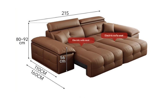 Lawrence Electric Recliner Sofa Bed – Modern Full-Leather Couch with Storage for Small Apartments
