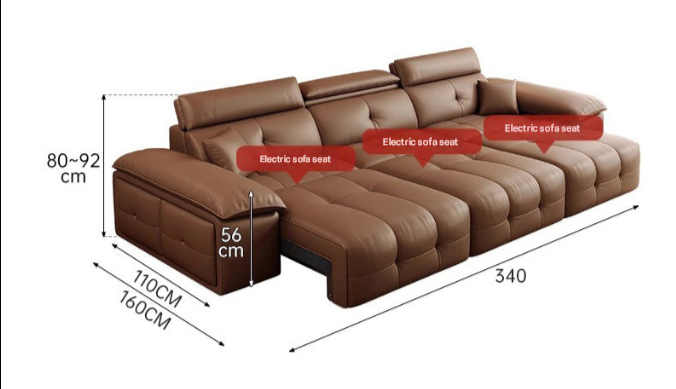 Lawrence Electric Recliner Sofa Bed – Modern Full-Leather Couch with Storage for Small Apartments