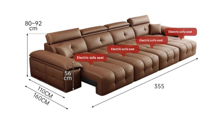Lawrence Electric Recliner Sofa Bed – Modern Full-Leather Couch with Storage for Small Apartments