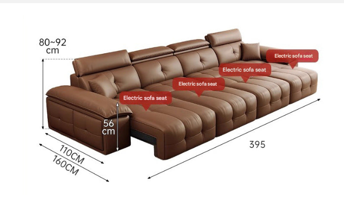 Lawrence Electric Recliner Sofa Bed – Modern Full-Leather Couch with Storage for Small Apartments
